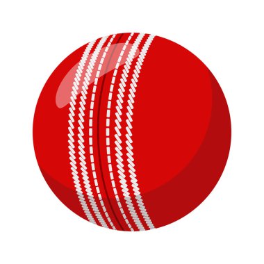 Beyaz arka planda izole edilmiş kriket topunun vektör çizimi, spor ekipmanları, kırmızı top.