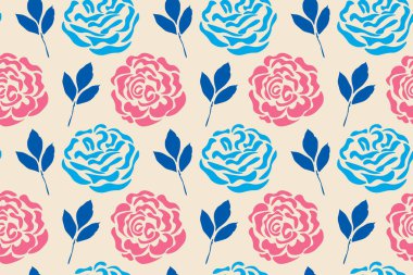 Güllerle kusursuz tekrarlanan desen. vektör illüstrasyonu