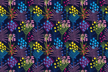 Yapraklı ve benekli kusursuz desen. vektör illüstrasyonu