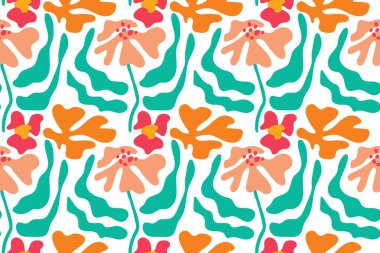 Çiçeklerle kusursuz tekrarlanan desen. vektör illüstrasyonu