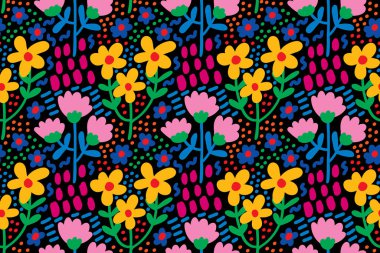 Kusursuz çiçek deseni. Vektör illüstrasyonu