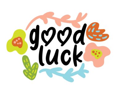 Çiçeklerle iyi şanslar. vektör illüstrasyonu