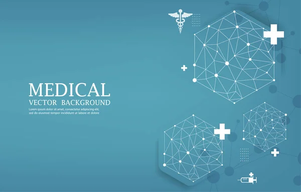 Vector Medical Wallpaper Geometric Hexagon Polygon Shape Blue Medical Background - Stok Vektor