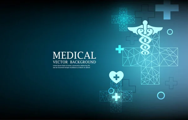 Tecnologia Vettoriale Astratta Sfondo Medico Icons Futuristic Medico Polygon Cross Illustrazioni Stock Royalty Free