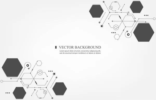 Technologie Blanche Background Geometric Hexagon Computer Concept Réseau — Image vectorielle