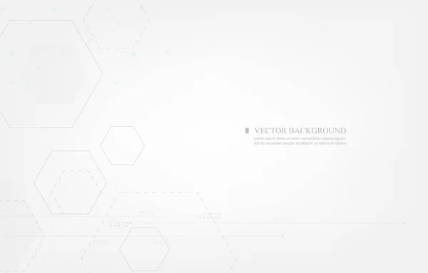Technologie Blanche Vecteur Background Geometric Hexagon Shape Computer Réseau — Image vectorielle