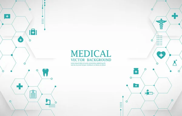 Bianco Moderno Vettore Medico Wallpaper Geometric Hexagon Medical Icons Technology Illustrazioni Stock Royalty Free