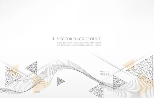 Vetor Branco Background Geometric Triângulo Shape Abstract Linha Onda — Vetor de Stock