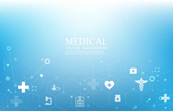Modern Blå Medicinsk Bakgrund Futuristic Medical Ikoner Technology Tapet — Stock vektor