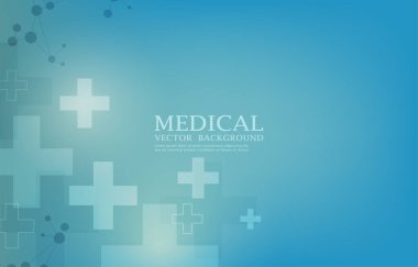 Çekimser vektör tıbbi duvar kağıdı. Geleceksel tıbbi haç şekli. Mavi arkaplan