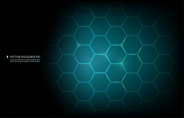 Karanlık altıgen teknolojisi soyut vektör arkaplanı .geometrik altıgen desenli..