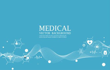 Mavi vektör tıbbi duvar kağıdı. Fütüristik. Tıbbi simge. Geimetrik altıgen. Eğri çizgisi konsepti.