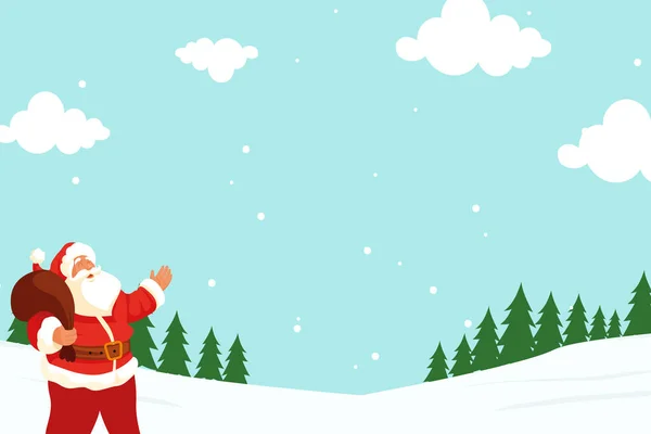 背景サンタクロースとギフトボックスクリスマスツリーとクリスマスフェスティバル要素青の背景ベクトルイラスト — ストック写真