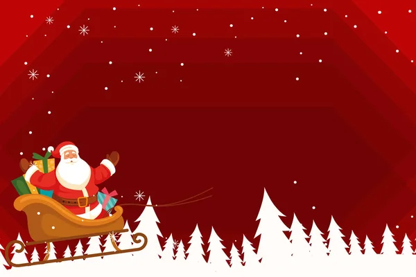 背景圣诞元素与圣诞老人和礼物盒圣诞树红色背景矢量插图 — 图库照片