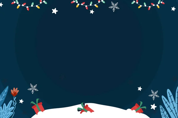 Achtergrond Kerst Festival Elementen Met Kerstman Geschenkdozen Kerstboom Een Blauwe — Stockfoto