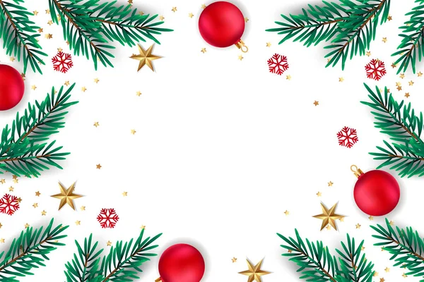 背景サンタクロースとギフトボックスクリスマスツリーとクリスマスフェスティバル要素白い背景ベクトルイラスト — ストック写真