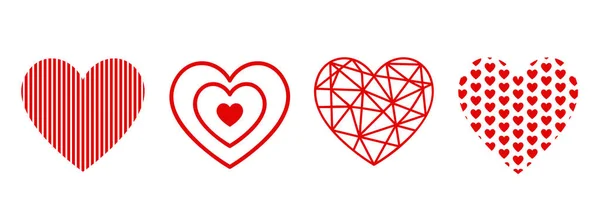 Conjunto Logotipo Icono Diseño Corazón Rojo Símbolo San Valentín Concepto — Vector de stock