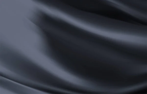 Абстрактный Фон Роскошная Текстура Черная Складчатая Ткань Морщинистая Волна Кривая — стоковый вектор