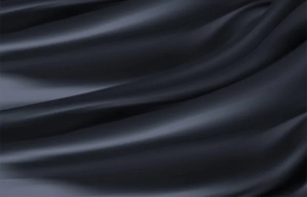 Abstraktní Pozadí Luxusní Textura Černá Vrásčitá Tkanina Vrásčitá Vlna Křivka — Stockový vektor