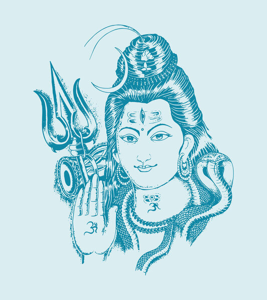 Drawing or sketch of Lord Shiva outline design element editable illustration