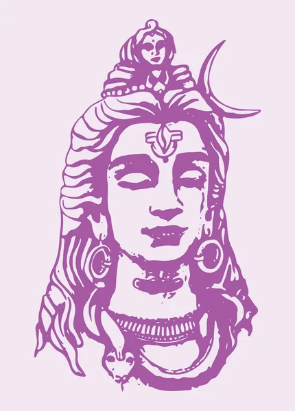 Ritning Eller Skiss Lord Shiva Skissera Designelement Redigerbar Illustration — Stock vektor