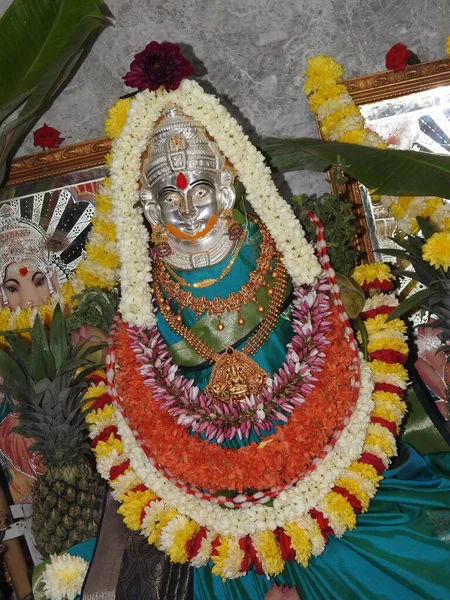 Bangalore Karnataka India Aug 2022 Closeup Beautiful Goddess Vara Mahalakshmi — ストック写真