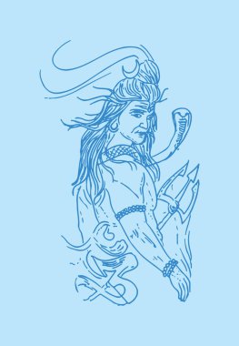 Hindu tanrısı Shiva ve malzemelerinin tasviri.