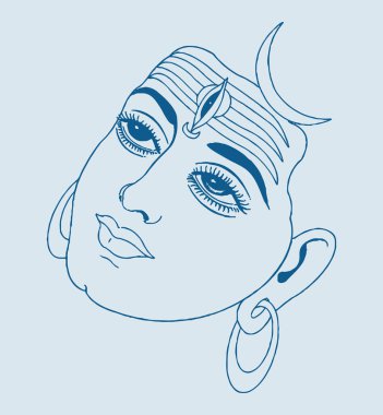 Hindu tanrısı Shiva ve malzemelerinin tasviri.