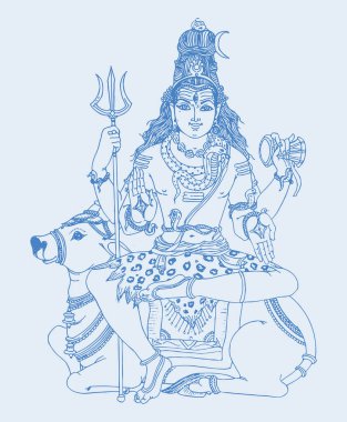 Hindu tanrısı Shiva ve malzemelerinin tasviri.