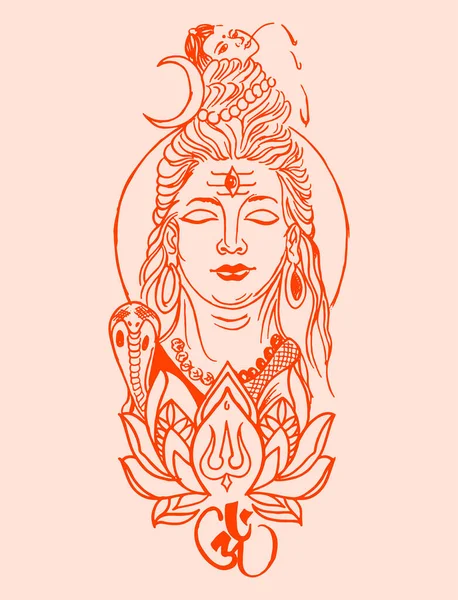 Vektorskizze Illustration Des Hindugottes Shiva Und Seines Materials Unter Verwendung — Stockvektor