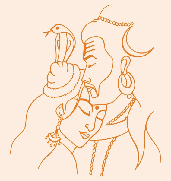 Vetor Esboço Ilustração Deus Hindu Senhor Shiva Seu Material Usando — Vetor de Stock