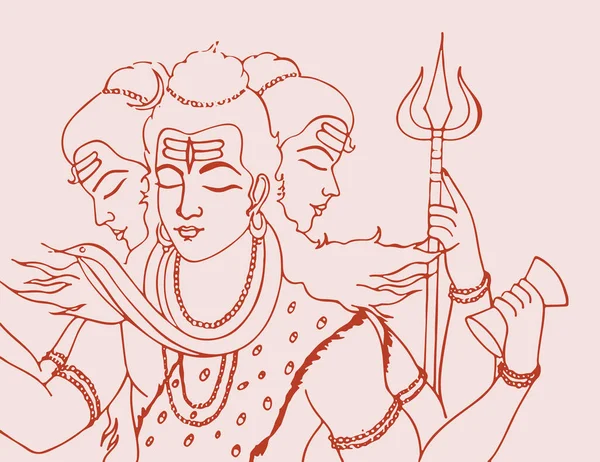 Vetor Esboço Ilustração Deus Hindu Senhor Shiva Seu Material Usando —  Vetores de Stock