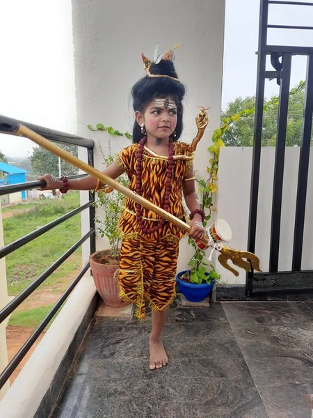Bangalore Karnataka India Sep 2023 Närbild Vackra Indiska Kid Dress — Stockfoto