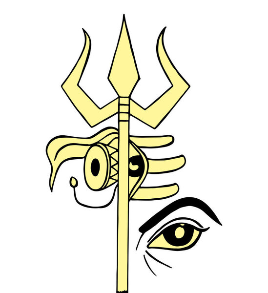 Drawing or Sketch of Lord Shiva design elements outline editable illustration