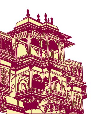 Mysore Palace veya Amba Vilas Sarayı 'nın Çizimi veya Çizimi Düzenlenebilir Resimler