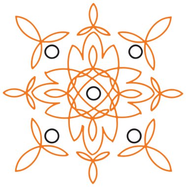 Renkli Mandala veya Rangoli ana hatlarıyla düzenlenebilir illüstrasyon çizimi