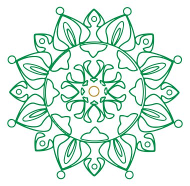 Renkli Mandala veya Rangoli ana hatlarıyla düzenlenebilir illüstrasyon çizimi