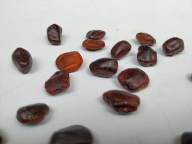 Tamarind Meyve Tohumları Yığını ve deseni beyaz arkaplanda izole edilmiş..