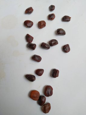 Tamarind Meyve Tohumları Yığını ve deseni beyaz arkaplanda izole edilmiş..