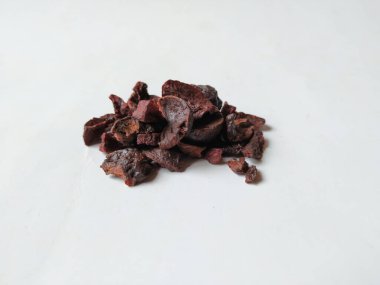 Adike ya da Areca 'ya yakın plan beyaz arkaplanda izole edilmiş desen ve dokuyu dilimler.