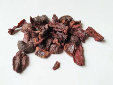 Adike ya da Areca 'ya yakın plan beyaz arkaplanda izole edilmiş desen ve dokuyu dilimler.