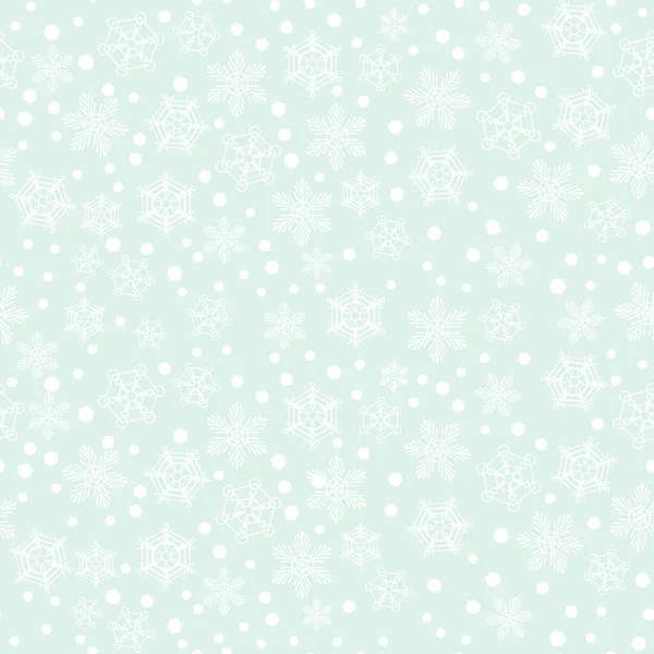 浅绿色背景上的雪花 无缝矢量图案 — 图库矢量图片