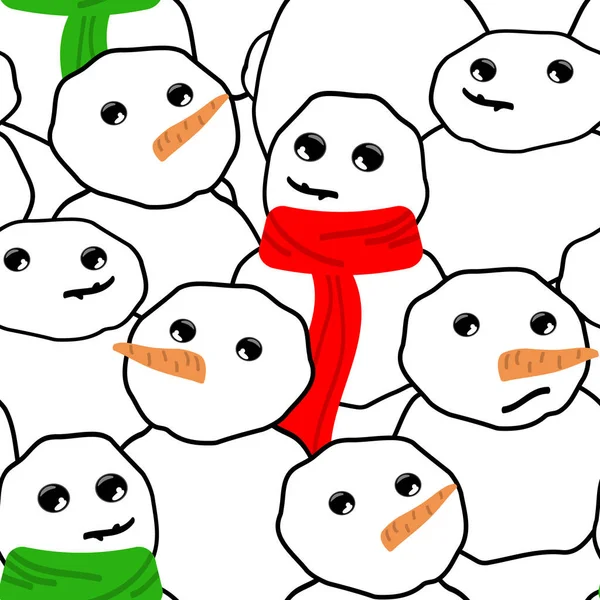 Cartoon Snowmen Seamless Vector Pattern — Stock Vector