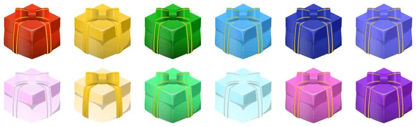 Set Aus Bunten Geschenkboxen Mit Schleifen Vektorbild Auf Weißem Hintergrund — Stockvektor