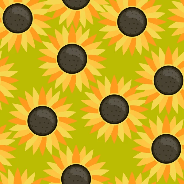 Nahtloses Vektormuster Für Cartoon Sonnenblumen — Stockvektor