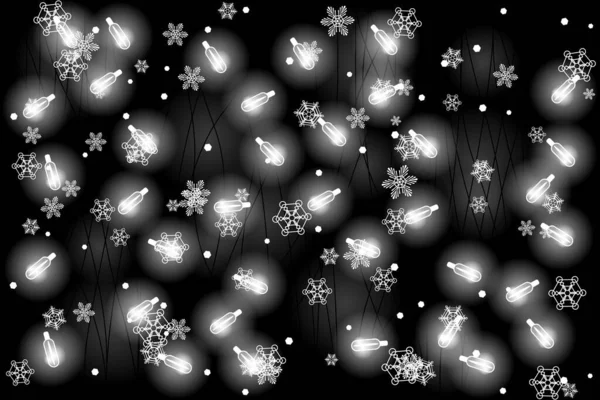 雪地和白色小灯的花环 无缝矢量图案 — 图库矢量图片