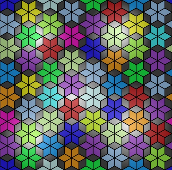 Rhombus彩色玻璃 彩色恒星 无缝矢量图案 — 图库矢量图片