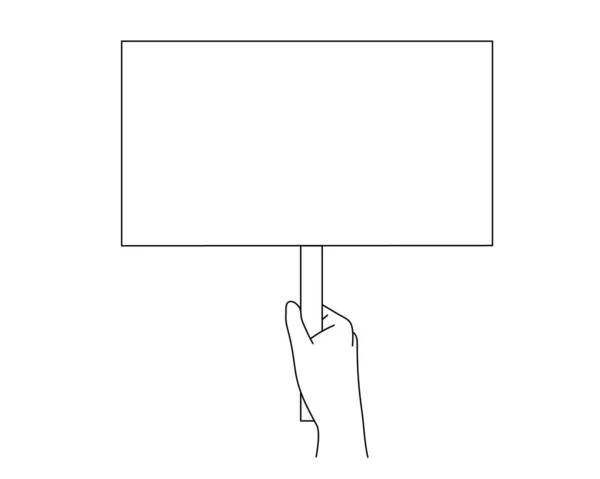 Ręka Trzyma Plakat Dłoń Tabliczką Pokazuje Przesłanie Społeczne Demonstracja Opinii — Wektor stockowy