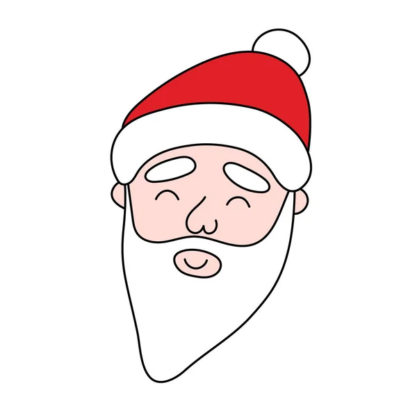 Santa Claus Doodle Face Christmas New Year Festive Character Social — Stock Vector