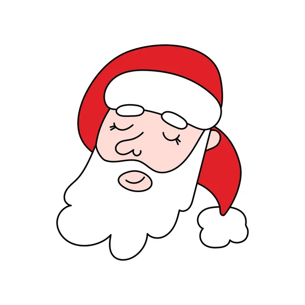 圣诞涂鸦脸 圣诞或新年佳节人物 社交媒体仙女 用于节日明信片 涂鸦卡通平面风格 可编辑的抚慰 孤立的 — 图库矢量图片
